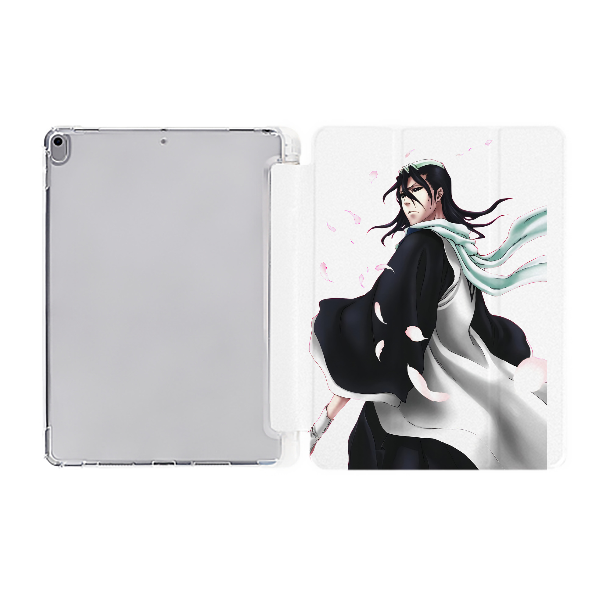 （画像用） ブリーチ くちき びゃくや BLEACH Kuchiki Byakuya IPad ケース ペン収納付き 三つ折りスタンド PUレザー×シリコン 対応機種9.5/10.5/10.9インチ